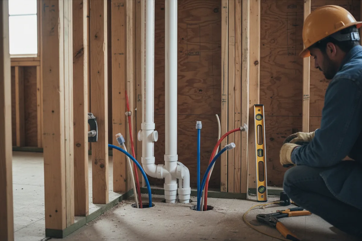 Drain and supply rough-in during Garbage Disposal Repair in Rex