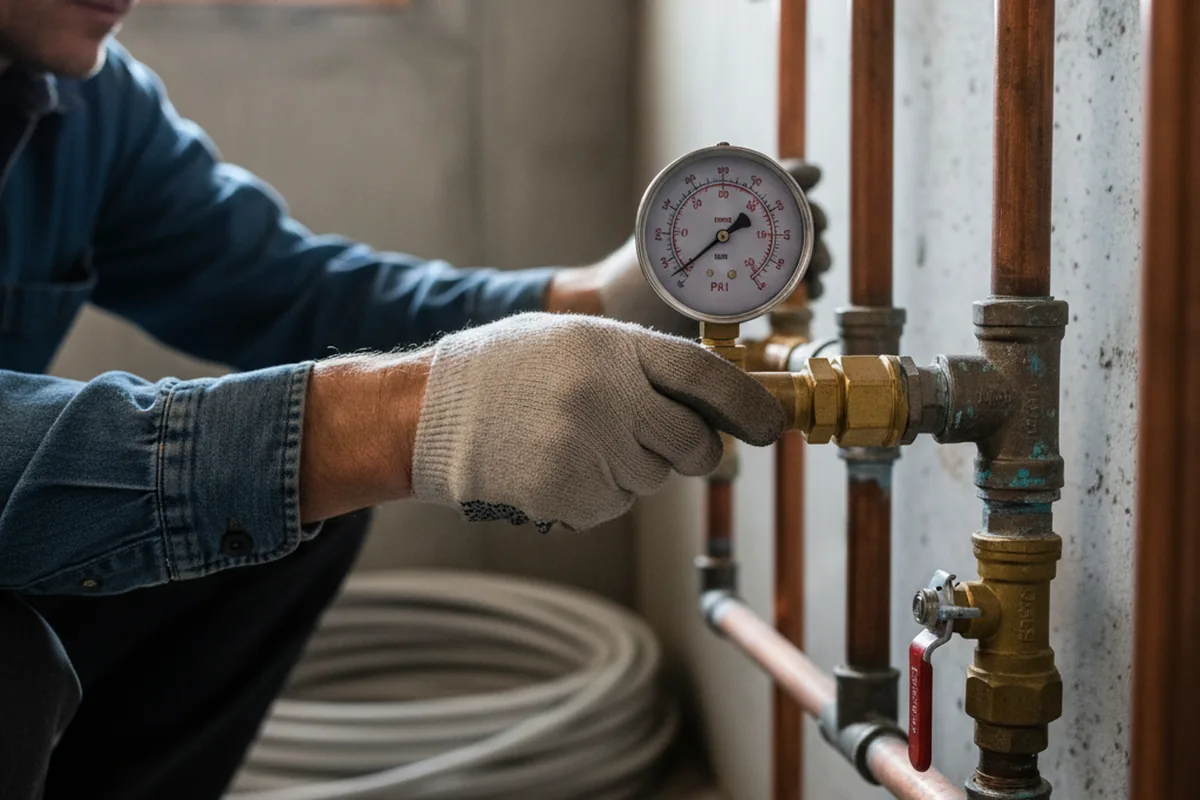 Pressure testing a repaired line during Water Line Repair in Rex